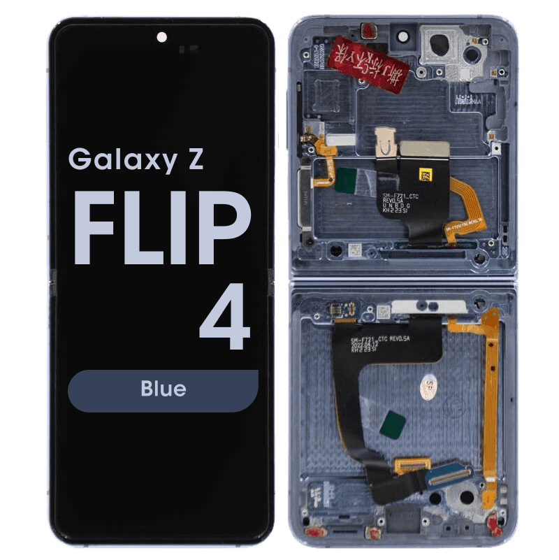 OEM Pull - OLED Screen and Digitizer Assembly w/ Frame for Samsung Galaxy Z Flip 4 (F721) (Grade C) (Blue)