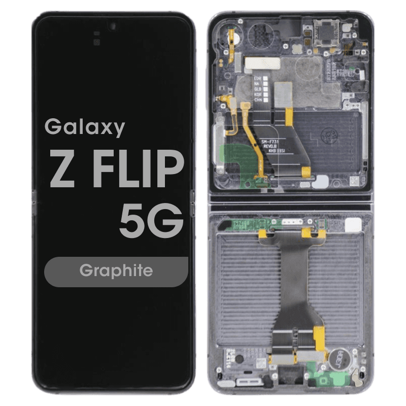 Service Pack - OLED Screen and Digitizer Assembly w/ Frame for Samsung Galaxy Z Flip 5G (1st Gen) (F731) (Graphite)