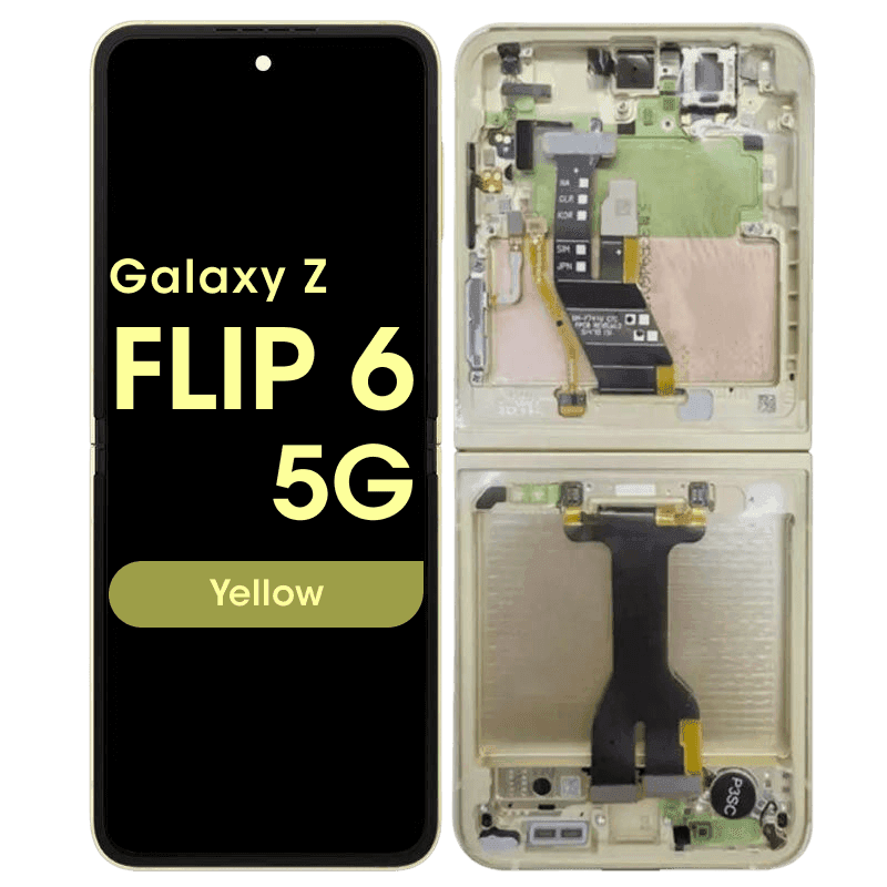 OEM Pull - OLED Screen and Digitizer Assembly w/ Frame for Samsung Galaxy Z Flip 6 5G (F741) (Grade B Plus) (Yellow)