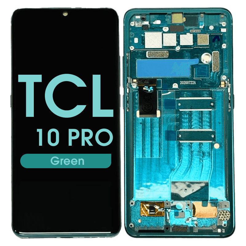 Refurbished - OLED Screen and Digitizer Assembly w/ Frame for TCL 10 Pro (T799B) (Green)