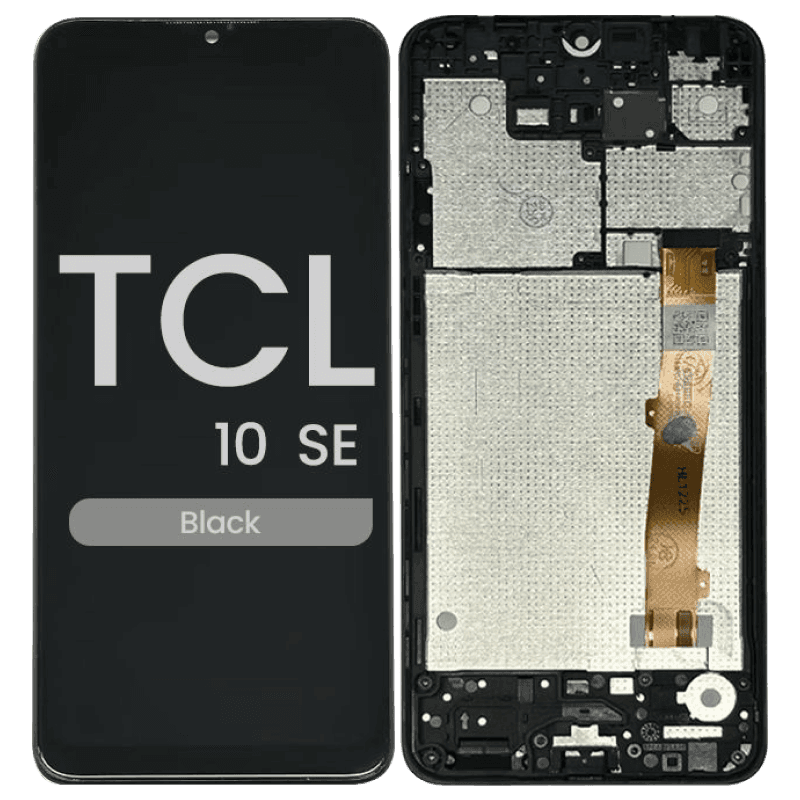 Refurbished - LCD and Screen Digitizer Assembly w/ Frame for TCL 10 SE (T766) (Black)