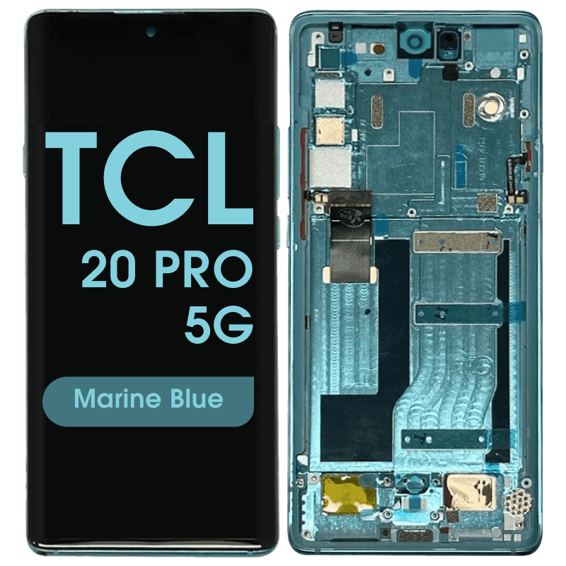 Refurbished - OLED Screen and Digitizer Assembly w/ Frame for TCL 20 Pro 5G (Marine Blue)