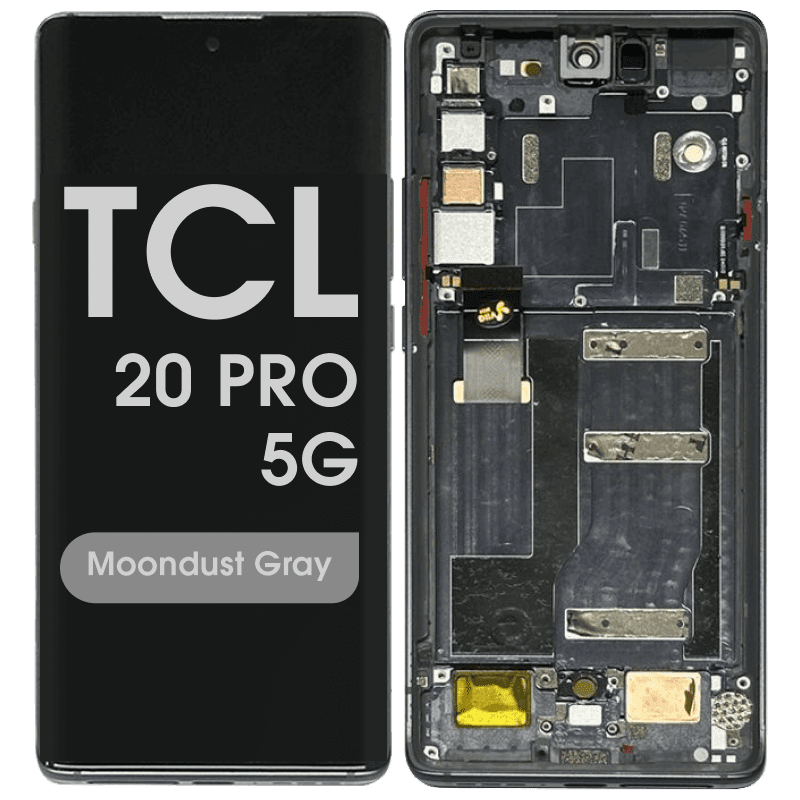 Refurbished - OLED Screen and Digitizer Assembly w/ Frame for TCL 20 Pro 5G (Moondust Gray)