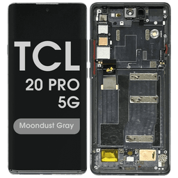 Refurbished - OLED Screen and Digitizer Assembly w/ Frame for TCL 20 Pro 5G (Moondust Gray)
