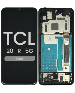 Refurbished - LCD and Screen Digitizer Assembly w/ Frame for TCL 20 R 5G (T767H) (Black)