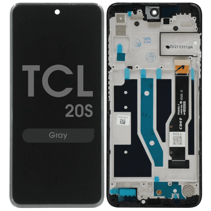 Refurbished - LCD Screen and Digitizer Assembly w/ Frame for TCL 20S (T773O) (Gray)
