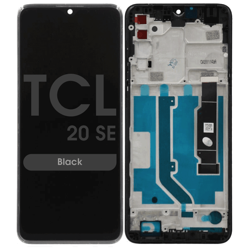 Refurbished - LCD Screen and Digitizer Assembly w/ Frame for TCL 20 SE (Black)