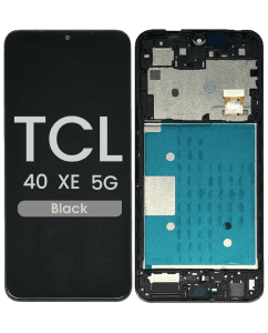 Refurbished - LCD and Screen Digitizer Assembly w/ Frame for TCL 40 XE 5G (Black)