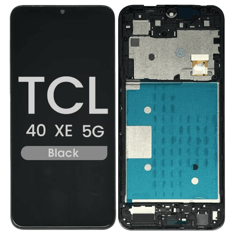 Refurbished - LCD and Screen Digitizer Assembly w/ Frame for TCL 40 XE 5G (Black)
