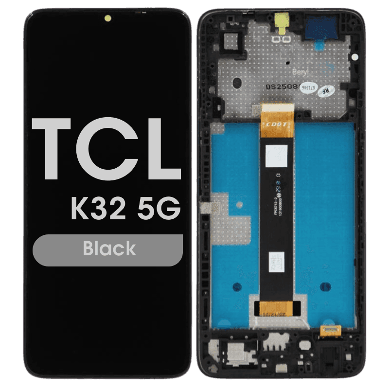 Refurbished - LCD Screen and Digitizer Assembly w/ Frame for TCL K32 5G (Black)
