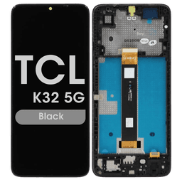 Refurbished - LCD Screen and Digitizer Assembly w/ Frame for TCL K32 5G (Black)