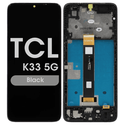 Refurbished - LCD Screen and Digitizer Assembly w/ Frame for TCL K33 5G (Black)