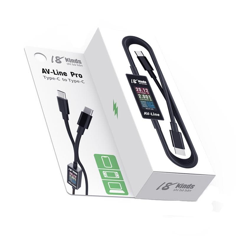 18 Kinds - AV-Line Pro Charging Data Detection AMP Meter (1.2m) (USB-C to C) 