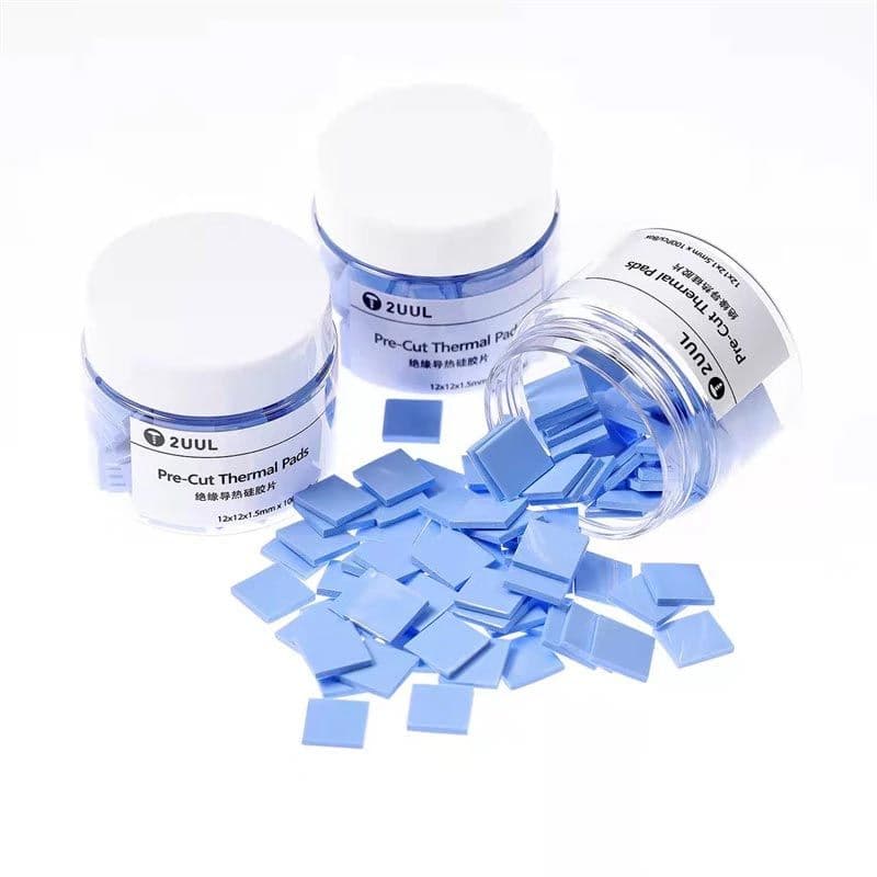 2UUL - (100Pcs) 12 x12 x 1.5mm Pre-Cut Silicone Thermal Conductive Pads Heatsink to Protect