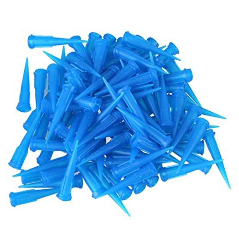 (100 Pack) Blue TT Liquid Dispensing Needle Plastic Tapered Tip (22 Guage)