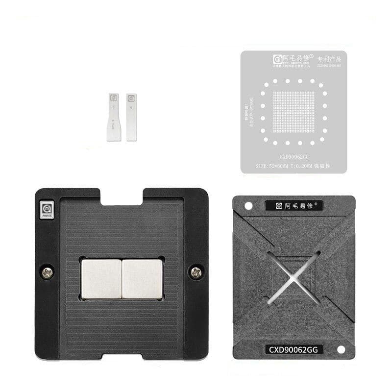 AMAOE - BGA South Bridge Reballing Stencil for PS5 GPU (CXD90062GG) w/ Tin Scraping Blade / Stencil / Magnet Base / Positioning Plate 