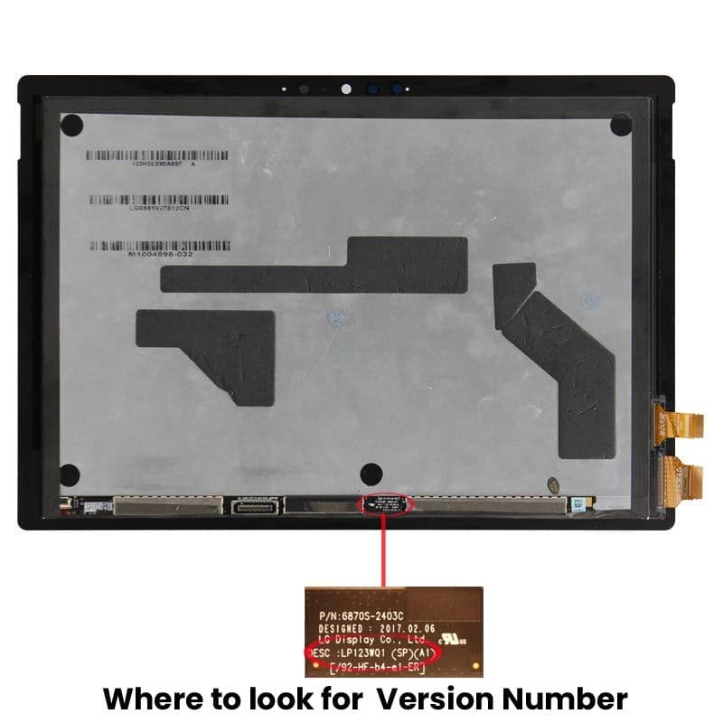 Refurbished - LCD Screen and Digitizer Assembly for Microsoft Surface Pro 7 (1866 / Version 1: LP123WQ1) (No Frame) (Black)