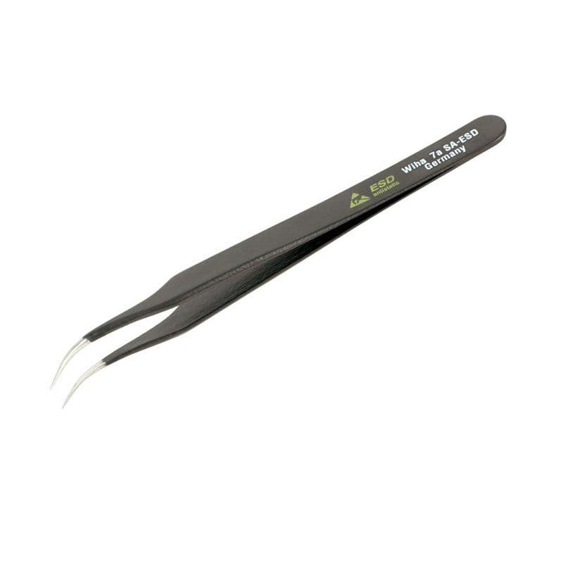 Wiha - ESD Safe Extra Fine 120mm Curved Tweezers (7a SA-ESD)