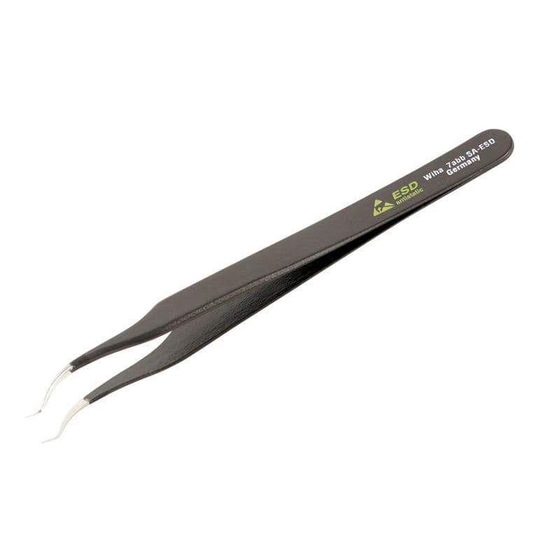 Wiha - ESD Safe Extra Fine 120mm Curved Tweezers (7abb SA-ESD)
