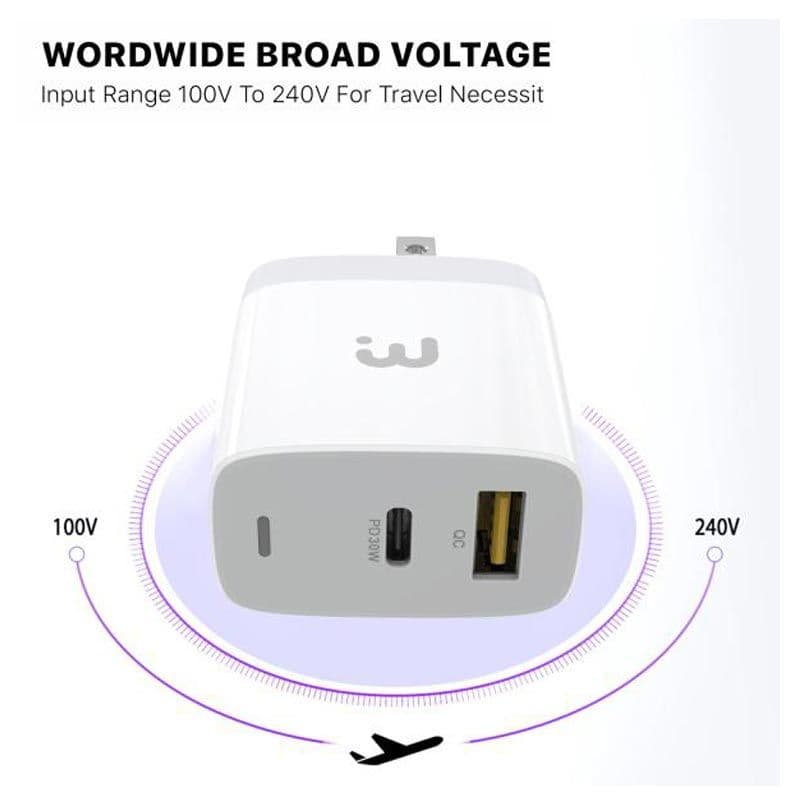 MyBat Pro - Dual USB / USB-C Adapter (30W) (White)