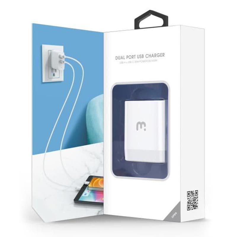 MyBat Pro - Dual USB / USB-C Adapter (30W) (White)