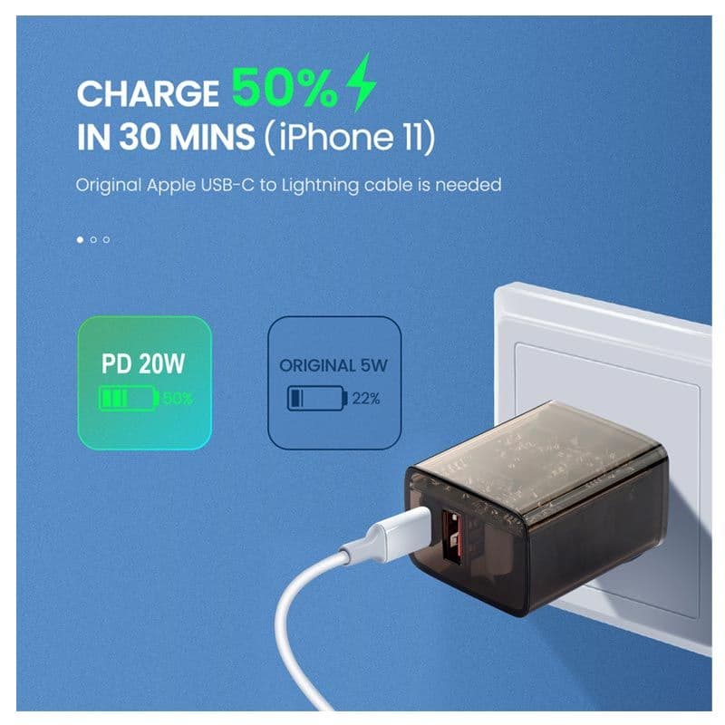 MyBat Pro - 20W USB-C Wall Charger (Exploration Version) - Transparent Smoke