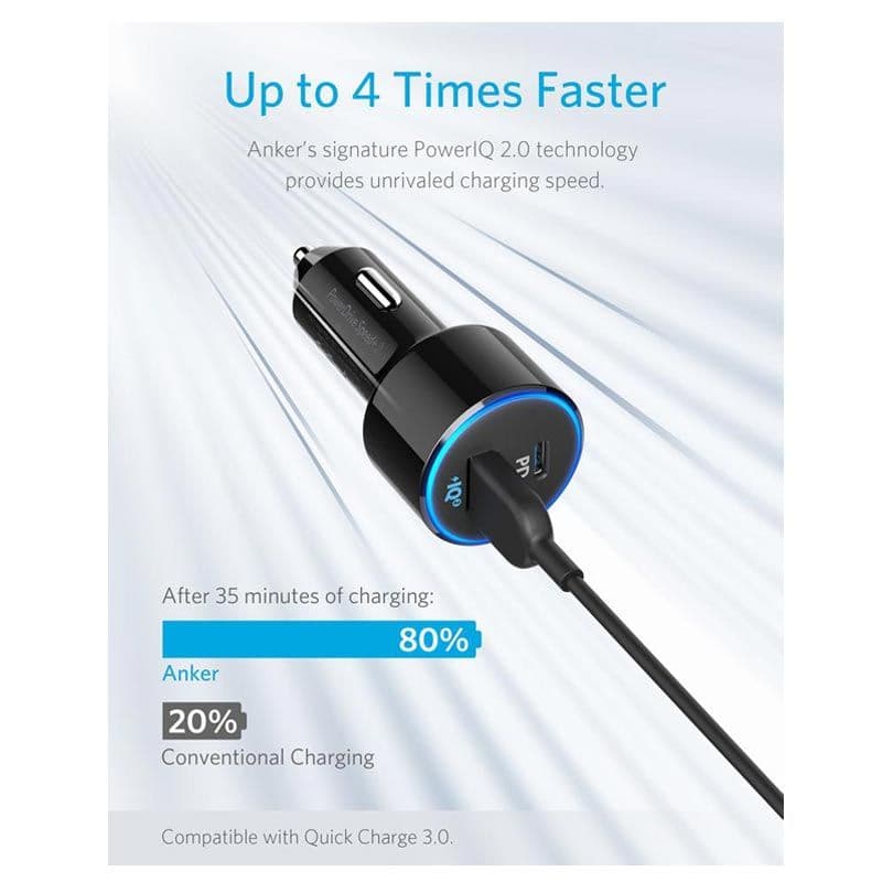Anker - PowerDrive Speed+ USB-C / USB Car Adapter