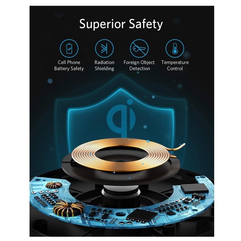 Anker -10W Max Wireless Fast-Charging Pad PowerWave Pad Qi