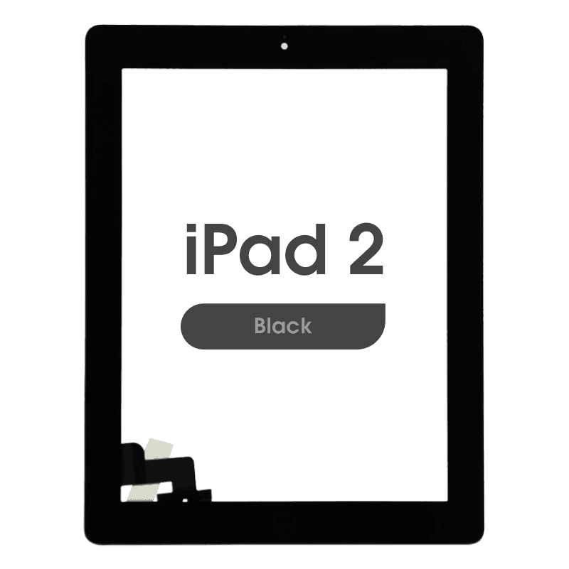 Aftermarket w/ Home Button - Glass and Digitizer Touch Panel for iPad 2 (Black)
