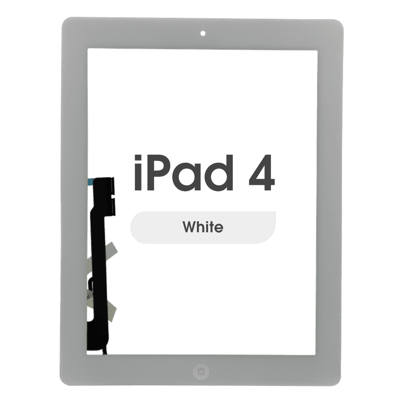 Aftermarket - Glass and Digitizer Touch Panel w/ Home Button for iPad 4 (White)
