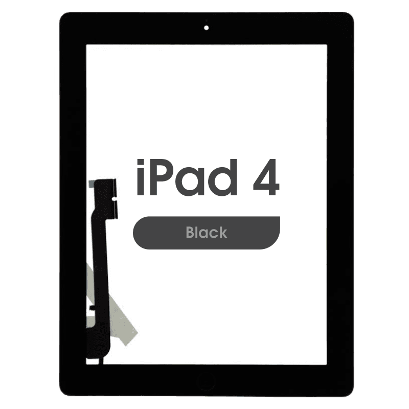 Aftermarket w/ Home Button - Glass and Digitizer Touch Panel for iPad 4 (Black)