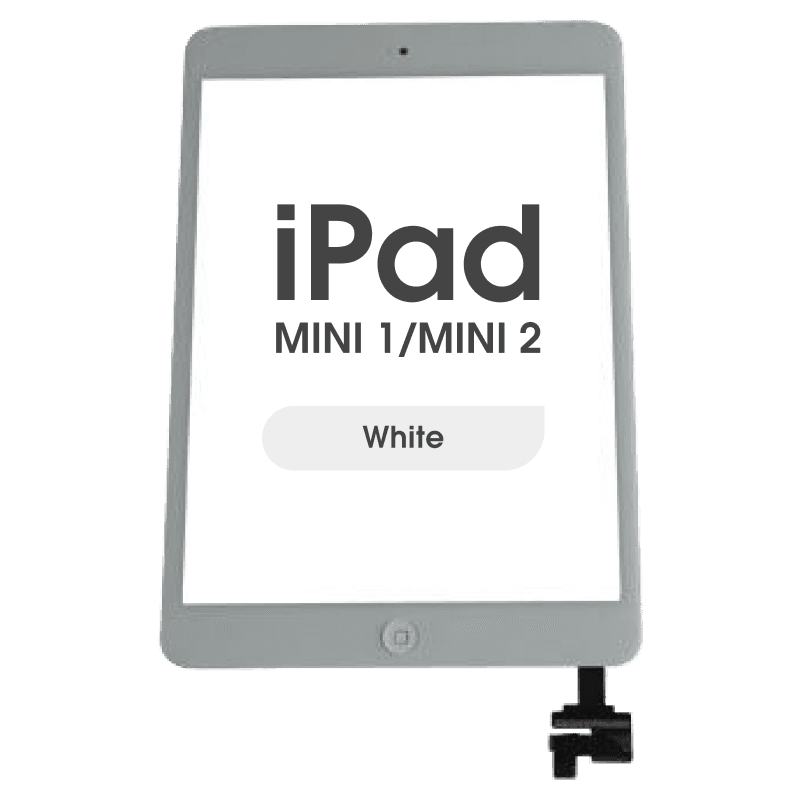 Aftermarket - Glass and Digitizer Touch Panel w/ Home Button for iPad Mini 1 / iPad Mini 2 (White)