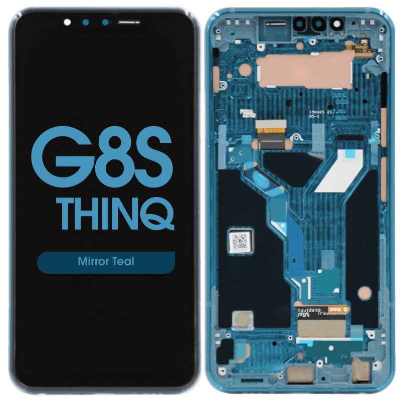 OLED Screen and Digitizer Assembly w/ Frame for LG G8S ThinQ (Mirror Teal)