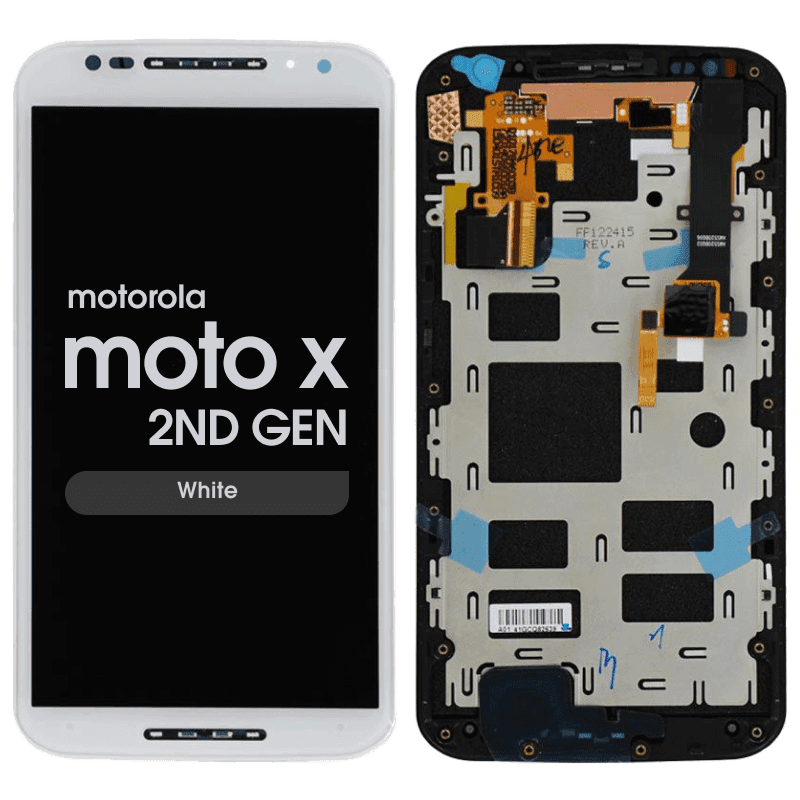 LCD Screen and Digitizer Assembly w/ Frame for Motorola Moto X 2nd Gen (XT1096) (White)