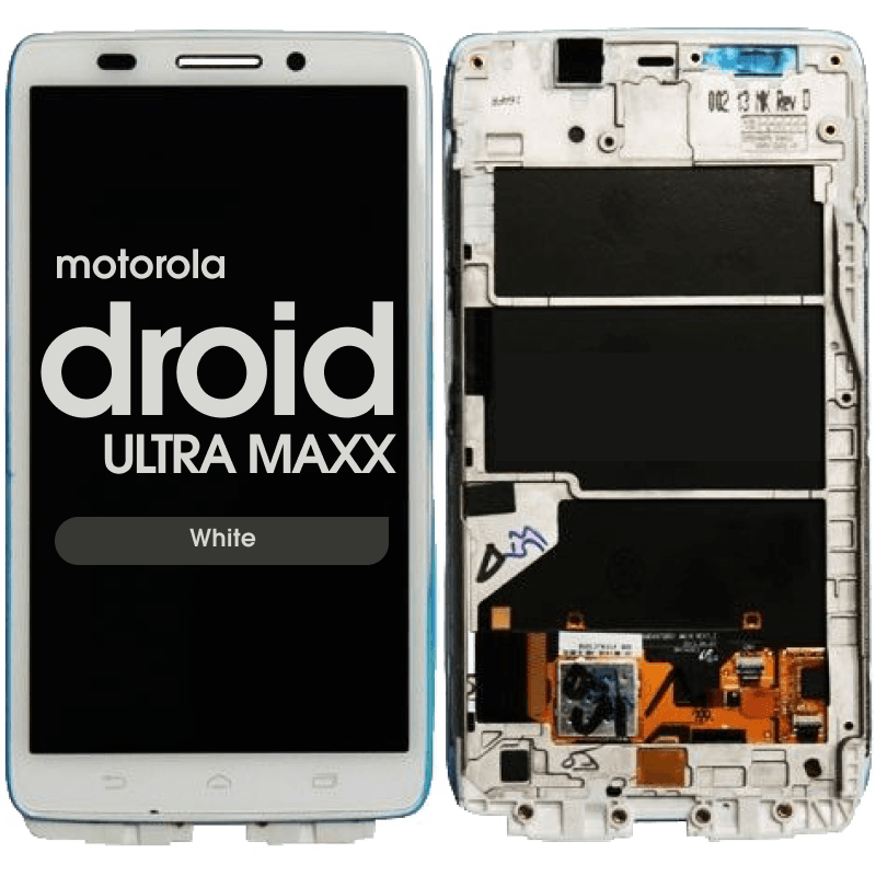 LCD Screen and Digitizer Assembly w/ Frame for Motorola Droid Ultra MAXX (XT1080) (White)