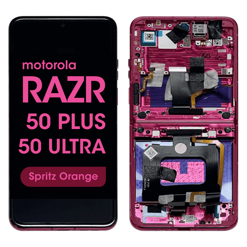 Refurbished - Inner OLED Screen and Digitizer Assembly w/ Frame for Motorola Moto Razr Plus / Razr 50 Ultra (XT2451 / 2024) (Hot Pink)