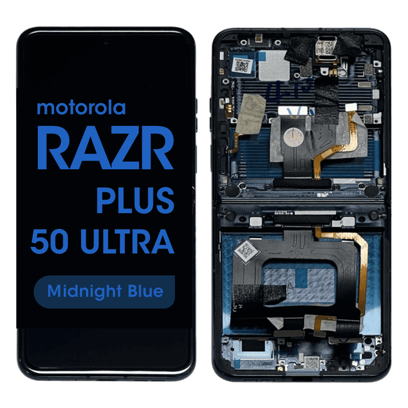Refurbished - Inner OLED Screen and Digitizer Assembly w/ Frame for Motorola Moto Razr Plus / Razr 50 Ultra (XT2451 / 2024) (Midnight Blue)