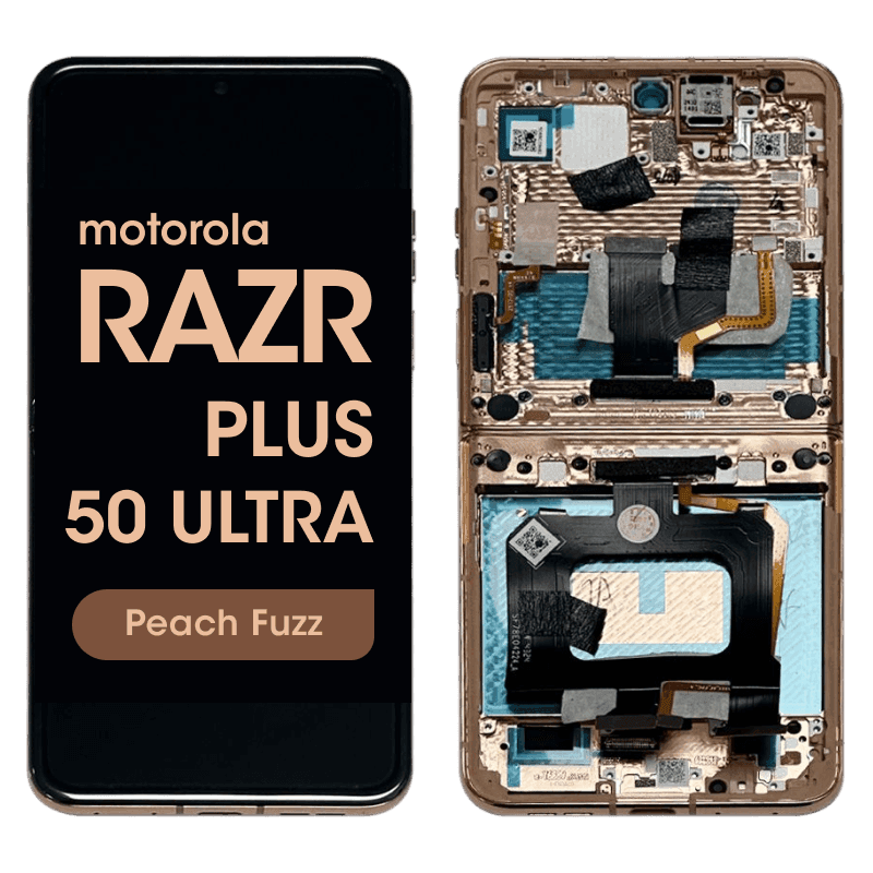 Refurbished - Inner OLED Screen and Digitizer Assembly w/ Frame for Motorola Moto Razr Plus / Razr 50 Ultra (XT2451 / 2024) (Peach Fuzz)
