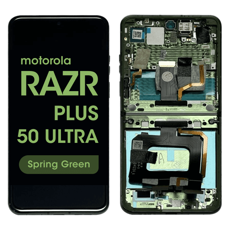 Refurbished - Inner OLED Screen and Digitizer Assembly w/ Frame for Motorola Moto Razr Plus / Razr 50 Ultra (XT2451 / 2024) (Spring Green)