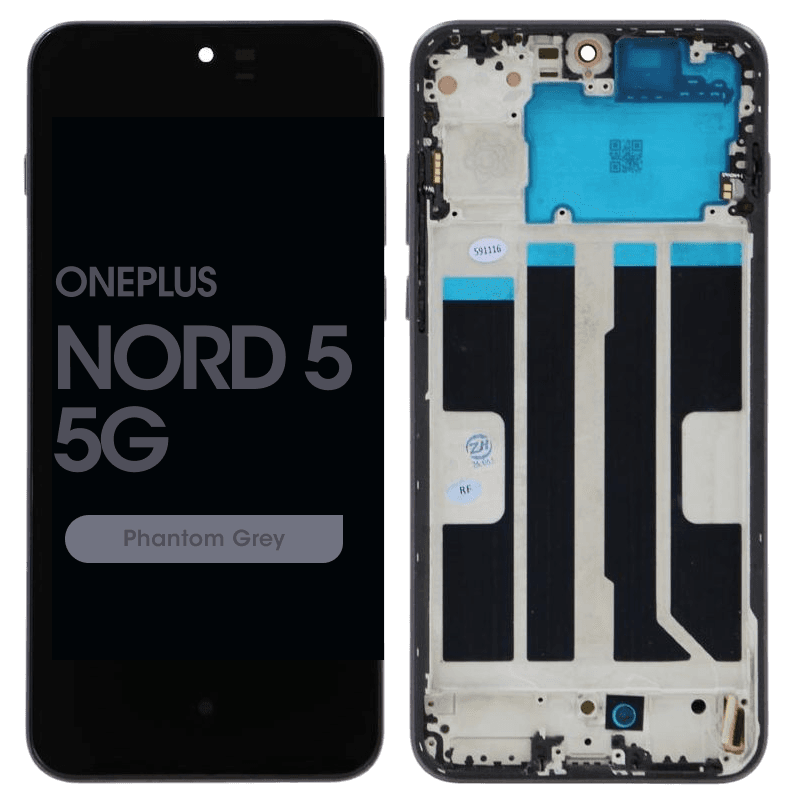 Refurbished - LCD Screen and Digitizer Assembly w/ Frame for OnePlus Nord 5 5G (Phantom Grey)