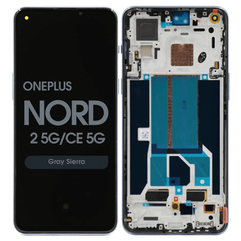 Refurbished - OLED Screen and Digitizer Assembly w/ Frame for OnePlus Nord 2 5G / Nord CE 5G (Gray Sierra)