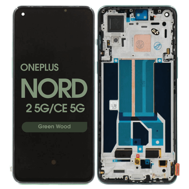 Refurbished - OLED Screen and Digitizer Assembly w/ Frame for OnePlus Nord 2 5G / Nord CE 5G (Green Wood)