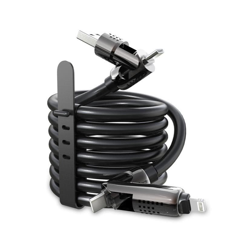 MyBat Pro - (4ft) 4-in-1 Silicone Charging Cable w/ RGB Lights (Black)