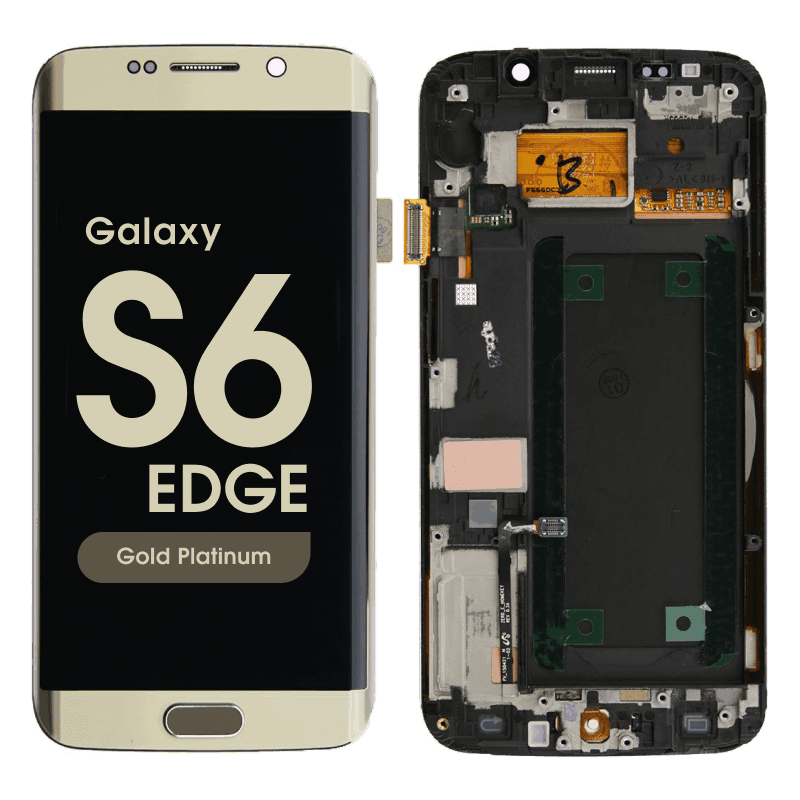 Refurbished - OLED Screen and Digitizer Assembly w/ Frame for Samsung Galaxy S6 Edge (G925) (Gold Platinum)