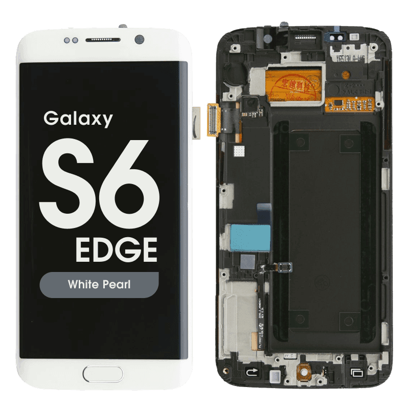Refurbished - OLED Screen and Digitizer Assembly w/ Frame for Samsung Galaxy S6 Edge (G925) (White Pearl)