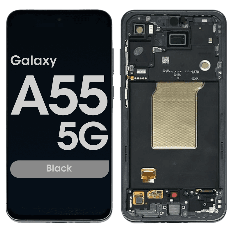 Refurbished - OLED Screen and Digitizer Assembly w/ Frame for Samsung Galaxy A55 5G (A556 / 2024) (Black)