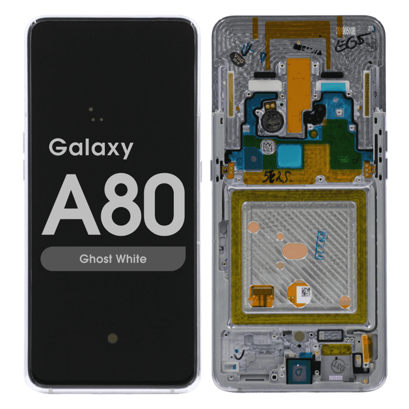 LCD Screen and Digitizer Assembly w/ Frame for Samsung Galaxy A80 (A805) (Ghost White)