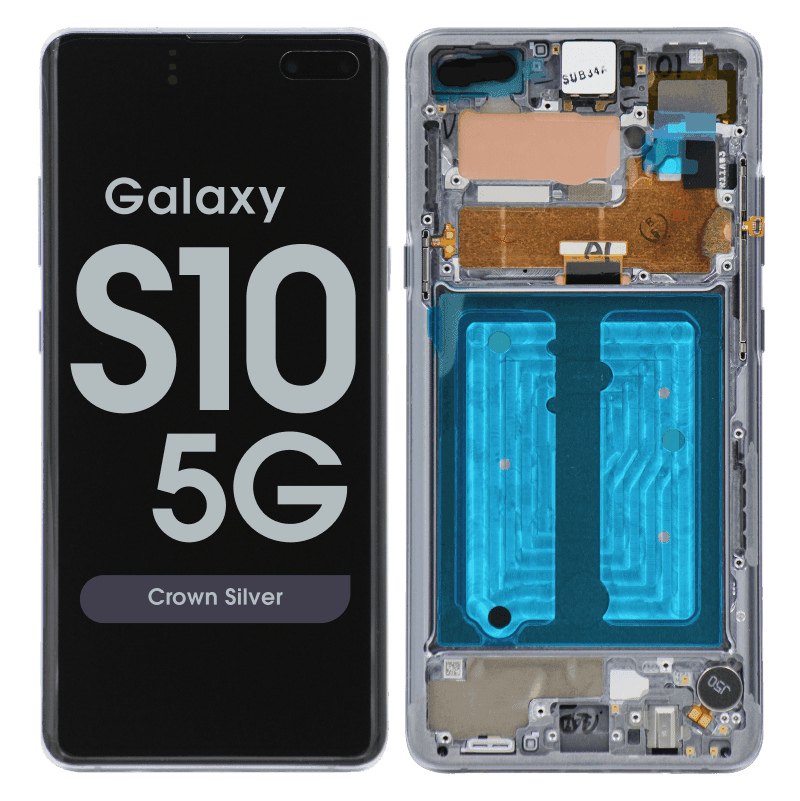 Service Pack - OLED Screen and Digitizer Assembly w/ Frame for Samsung Galaxy S10 5G (G977) (Crown Silver)