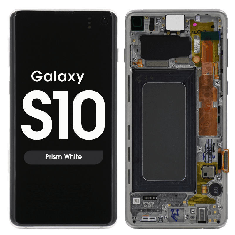 Service Pack - OLED Screen and Digitizer Assembly w/ Frame for Samsung Galaxy S10 (G973) (Prism White)