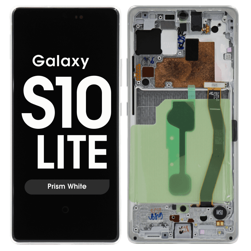 Service Pack - OLED Screen and Digitizer Assembly w/ Frame for Samsung Galaxy S10 Lite (G770) (Prism White)